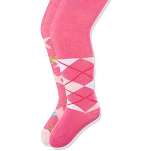 Playshoes Babymeisjespanty ruit/sterren, verpakking van 2 stuks, 900, roze, 62/68 cm
