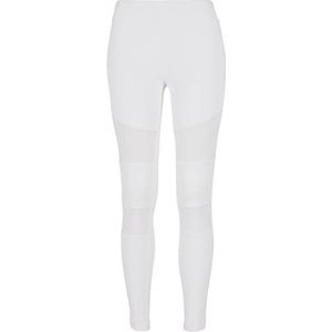 Urban Classics Dameslegging met mesh-inzetstukken, dames Tech Mesh leggings, verkrijgbaar in vele kleurvarianten, maten XS - 5XL, wit, L