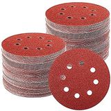 TWSTYFAL Schuurschijven - 125mm - Klittenband - 100 Stuks - Rood - Aluminiumoxide
