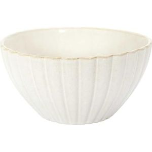 HOME DECO FACTORY, KA0411, Elegant ceramic salad bowl, ideal for salads and fruit, refined design and beige color, easy to clean, diameter 18.5 cm, beige