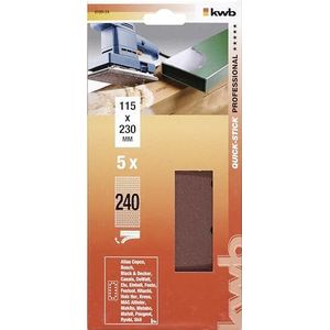 kwb - Schuurbanden - 115 x 230 mm - Fijn Korund - Korrel 240 - Gereedschapsloos Wisselen