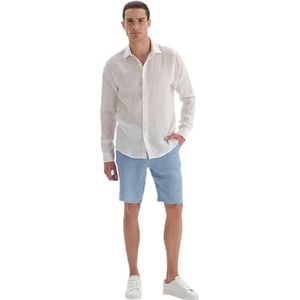 Dagi Heren Linnen Short, Indigo, XL, blauw, XL