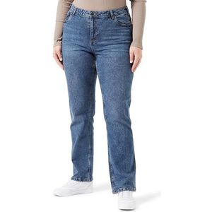 Kaffe Curve Plus-Size damesjeans met hoge taille, slim fit, rechte pijpen, Blauwe Denim, 52 Grote Maten