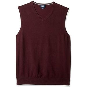 Cutter & Buck Men's Cotton-Rich Lakemont Anti-Pilling V-Neck Sweater Vest, Bordeaux, Medium