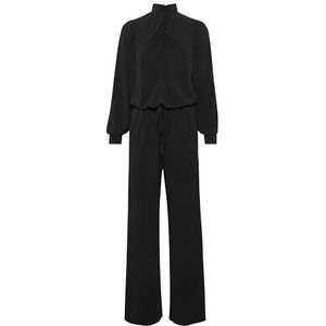 KAFFE Damesjumpsuit met lange mouwen, turtleneck brede pijpen, trekkoord taille, Black Deep, M