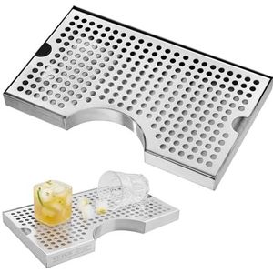 VEVOR 304 roestvrijstalen lekbak, bierafdruipbak met 4 antislip rubberen pads en afneembare afdekking, 300 x 180 x 25 mm bar lekbak, geschikt voor restaurants, bars, keukens, cafés enz.