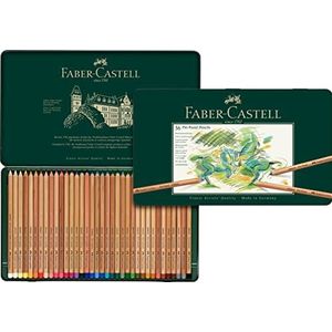 Faber-Castell 112136 - Kleurpotloden Pitt pastelpotloden, 36 kleurpotloden voor kunstenaars in metalen etui, veegvaste kleuren