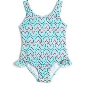 Koton Meisjes zwempak Ruffled Detail Heart Bedrukt Swim Wear, geel design (1d5), 5-6 Jaar