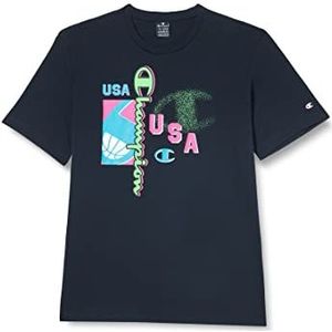 Champion Legacy Neon Spray Graphic S/S T-shirt, marineblauw, S voor heren