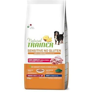 Trainer Natural Sensitive No Gluten hondenvoer voor volwassenen, medium en maxi met konijn en volkoren, 12 kg
