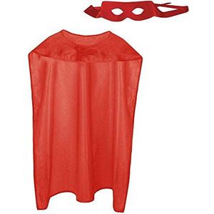 Boland - Heldenkostuum, 2-delig, one size voor volwassenen, masker en cape, rood, Superman, Held, themafeest, carnaval