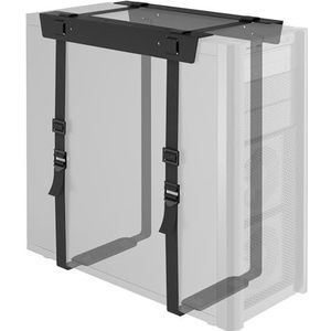 BONTEC Verstelbare PC Houder Onder Bureau, Stalen CPU Houder met Verstelbare Riemen (Maximaal 180 cm), Max. 20 kg, Roestwerende Poedercoating, Antislip Pads, Eenvoudige Installatie