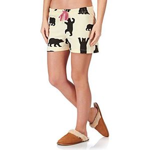 Hatley Boxerbroek voor dames, Gebroken wit (Zwarte Beren), XS