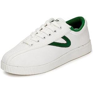 TRETORN Nyliteplus Canvas sneakers voor dames, veterschoenen, vrijetijdsschoenen, tennisschoenen, klassieke vintage stijl, Wit Groen, 38.5 EU