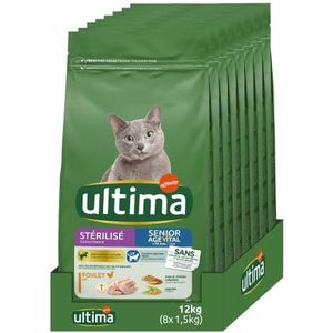 Ultima Gesteriliseerd Senior Kip – droogvoer voor katten – 8 x 1,5 kg – totaal 12 kg