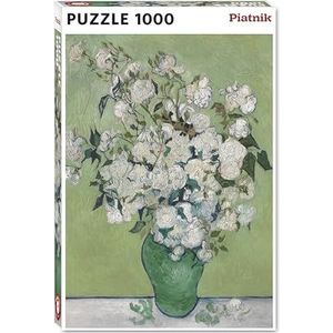 Piatnik 559846 Van Gogh-vaas met witte rozen: puzzel met 1000 stukjes, grootte 68 x 48 cm, kleurrijk