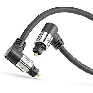 sonero® Premium optische Toslink-kabel, 10,0 m, vergulde contacten, 2 x 90° stekker, 360° draaibaar, zwart