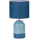 Pauleen 48324 tafellamp Sandy Glow E14 max. 20W crème, blauw stof, keramiek