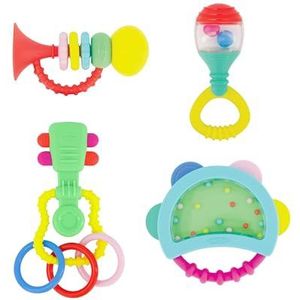 INFANTINO Baby's 1st Teethe and Play Music Set - Baby Essentials 4 Piece Gift Set, Instrument Themed teethers and rattles for Sensory Stimulation and Motor Development, BPA Free