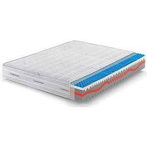 Marcapschuim - matras voor tweepersoonsbed, Memory 165 x 190 cm, hoogte 25 cm, SUNSHINE - Hardheid H2 medisch product - Overtrek van carbon zilver afneembaar, mijtdicht, 100% Made in Italy