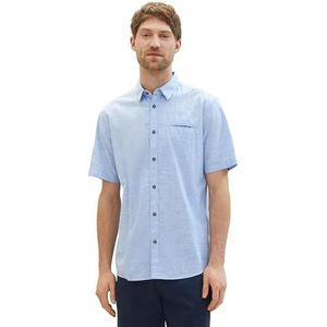 TOM TAILOR - Herenhemd - Lichtblauw - Regular Fit - Korte Mouwen