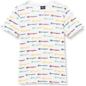 Champion Legacy American Classics-all-over Small Logo S/S T-shirt, wit, 7-8 jaar kinderen en jongens
