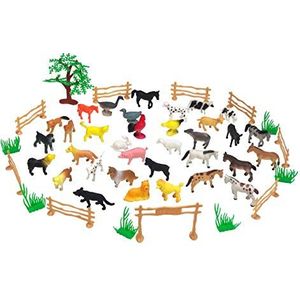 Jamara 460477 Dierspeelset Farm Animals 2,5"" 50-delige ideale accessoire voor elke speelgoedboerderij, liefdevolle details, bevordert het rollenspel en de fantasie, hoogte: 30-95 mm
