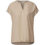 STREET ONE - Blouse - Coastal Beige - Korte Mouwen - Hals met Split