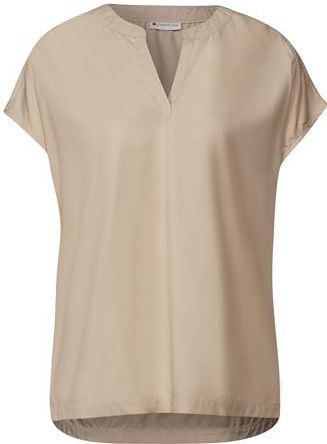 STREET ONE - Blouse - Coastal Beige - Korte Mouwen - Hals met Split