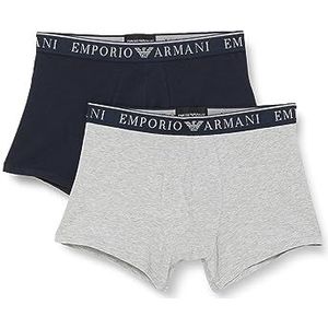 Emporio Armani Heren Trunks (verpakking van 2), Melange Grey/Marine, L