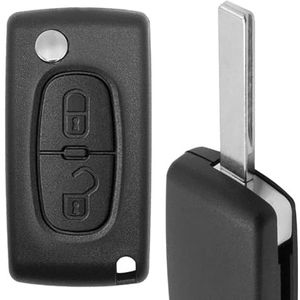 GIANTO Beschermhoes voor afstandsbediening met 2 toetsen, compatibel met Peugeot 106, 107, 205, 206, 207, 306, 307, 308, 309, 406, 407, 807 en Citroen C1, C2, C3, C4, C5 met sleutelbaard -