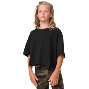 Urban Classics Meisjes T-shirt voor meisjes, korte kimono, oversized crop T-shirt voor meisjes, verkrijgbaar in verschillende kleuren, maten 110/116-158/164, zwart, 158-164