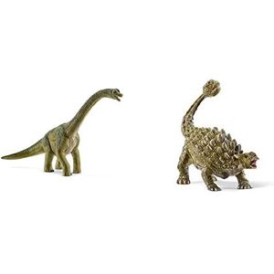 schleich DINOSAURS — Schleich Dino's, Brachiosaurus, Gedetailleerd en Duurzaam dino met Beweegbare Kaak, Vanaf 4 jaar, Groen - 14581 & scheurich Ankylosaurus