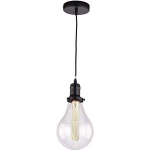 CristalRecord hanglamp Bulb Vintage met transparante lampenkap, zwart