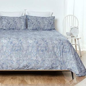 Hogarys Beddengoedset voor bedden van 105 cm (180 x 220 cm) met kussens (45 x 110 cm), 100% katoen (draaddichtheid 150), blauw