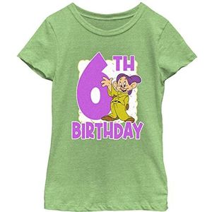 Disney Sneeuwwitje Dopey 6th Birthday Girls Heather T-shirt, Green Apple, XS, Green (Apple Green), XS, Groen (appelgroen), XS