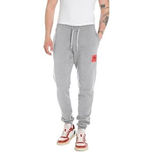 Replay Heren Regular fit joggingbroek Pure Logo collectie, M08 Light Grey Melange, L