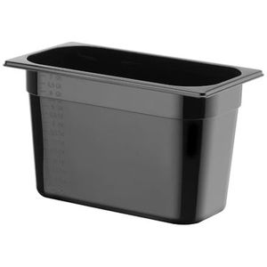 HENDI Gastronorm container zwart, temperatuurbestendig van -40° tot 110°C, met maatverdeling, vaatwasserbestendig, geur en smaakloos, 7.8L, polycarbonaat, GN 1/3, 325x176x(H)200mm, zwart
