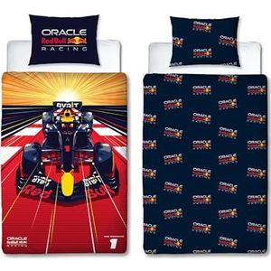 Character World Oracle Red Bull Racing Officiële eenpersoons dekbedovertrekset | Speed Design omkeerbaar 2-zijdig beddengoed inclusief bijpassende kussensloop eenpersoonsbedset | Polykatoen