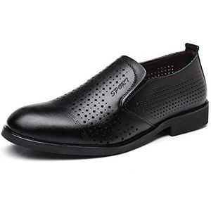 SYktcjgs Mode Oxford Schoenen Voor Mannen Formele Schoenen Slip On Style Microfiber Leer Hollow Pure Kleur Ronde Teen (Kleur: Zwart, Maat : 38 EU)