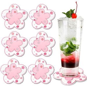 HOOMIL Onderzetters voor drankjes, schattig Sakura bloemenpatroon Sakura onderzetter, antislip placematonderzetter, voor binnen en buiten, tuinfeest