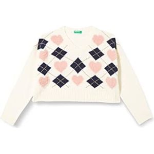 United Colors of Benetton Lange trui voor meisjes met V-schaal, Crèmewit 036, 170 cm