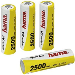 Hama AA batterijen 4-pack (2500 mAh, alkaline batterijen, 4x NiMH batterij, 1,2 V)
