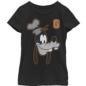 Disney Goofy Varsity T-shirt met lettergezicht en portret voor meisjes, zwart, XS
