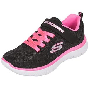 Skechers SUMMITS meisjes Sneaker, Black Sparkle Mesh/Neon Pink Trim, 29 EU