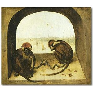 Afbeelding decoratie: twee aap – Pieter Bruegel 87 x 75 cm. Direct printen