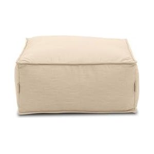 DOMO. collection Wanggerooge, Gestoffeerde outdoor kruk, tuinkruk, weerbestendig, tuinbank, tuinmeubelen, zitzak, outdoor-zitje, luchtzak tuin, 75 x 70 x 45 cm (b x d x h), beige