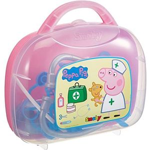 Smoby Peppa Pig Dokterskoffer – voor kinderen vanaf 3 jaar, dokterskoffer met veel accessoires, in Peppa Pig-stijl, 25 cm grote dokterskoffer, roze