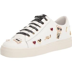 Karl Lagerfeld Paris Cate Shoes – Sneakers for Women with Iconic KLP Pins, Bright White Multi, 8.5
