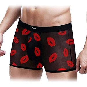 EULLA Heren Mesh Shorts Boxers Ondergoed, 1 # Zwarte Lippen, XS, 1 # Zwarte Lippen